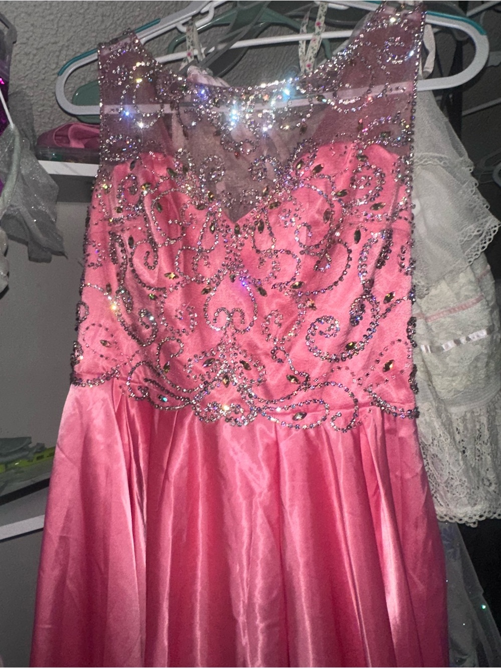 Hannah S Sparkle Pink Beaded Party Dress large